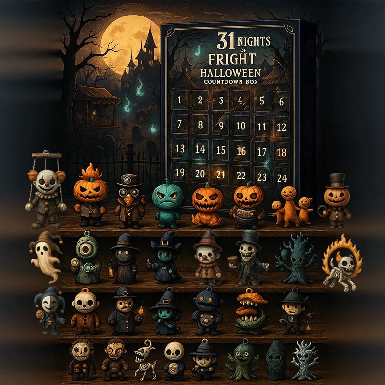 31 Nights of Fright Halloween Countdown Box 👻 – Spooky Figurines & Surprises Every Night! 🕷️🕸️