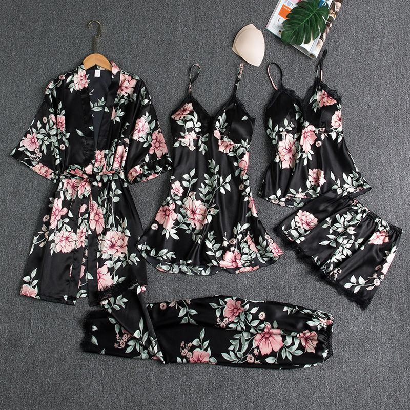 Blushy Silk 5 Piece Pajama Set BUY 2 GET 1 FREE