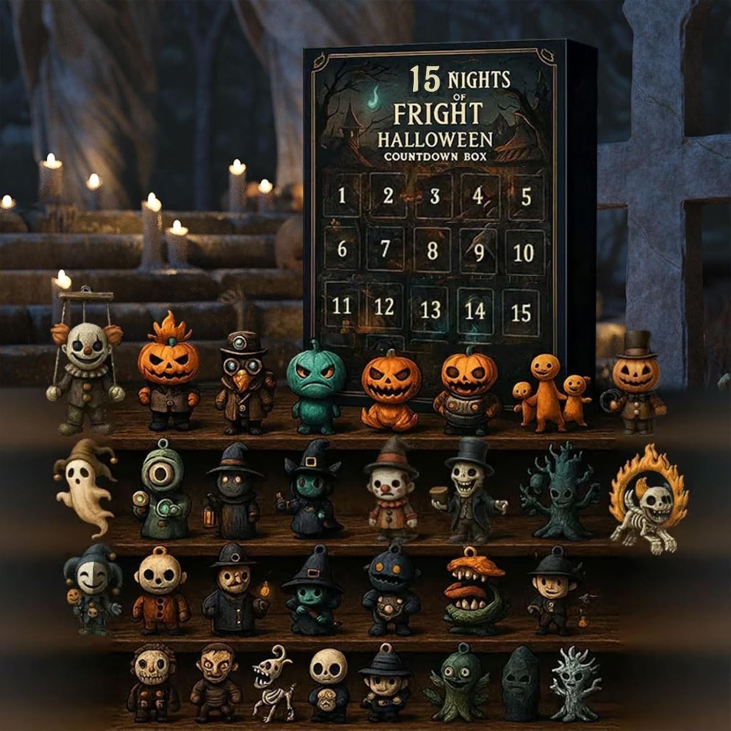31 Nights of Fright Halloween Countdown Box 👻 – Spooky Figurines & Surprises Every Night! 🕷️🕸️