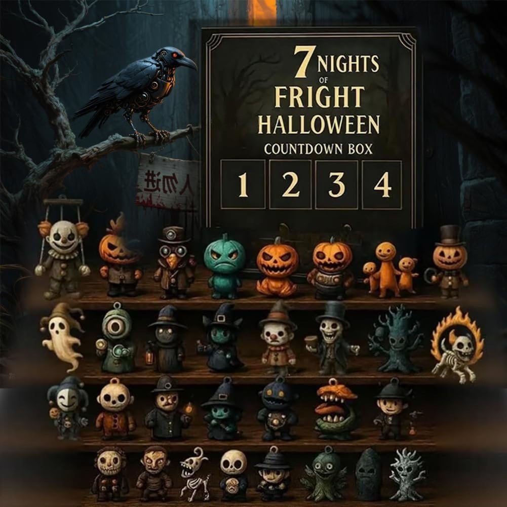 31 Nights of Fright Halloween Countdown Box 👻 – Spooky Figurines & Surprises Every Night! 🕷️🕸️