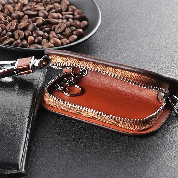 🔥(BUY 1 GET 1 AT 50% OFF)-Car Logo Leather Wood Texture Car Key Case