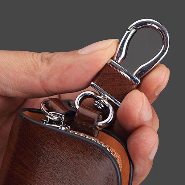 🔥(BUY 1 GET 1 AT 50% OFF)-Car Logo Leather Wood Texture Car Key Case